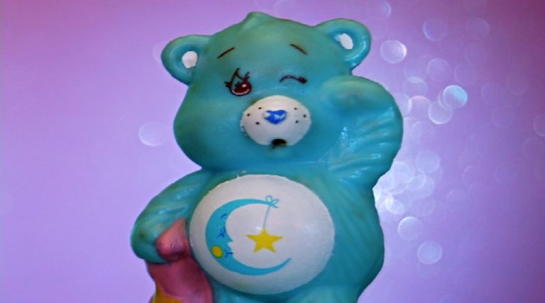 pink and blue care bear